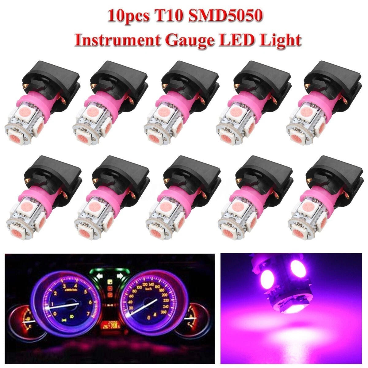 LED Purple Bulbs 10Pcs 12V 18mm 5050SMD Cluster for DASH Gauge Instrument Kit