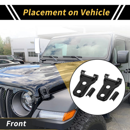 Engine Hood Hinge Cover for Jeep Wrangler JL JLU 2018-2024 (2 x Plastic Black)