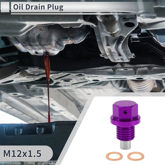 1 Set M12x1.5 Engine Oil Drain Plug with Gasket for Car Motorcycle Boat Purple