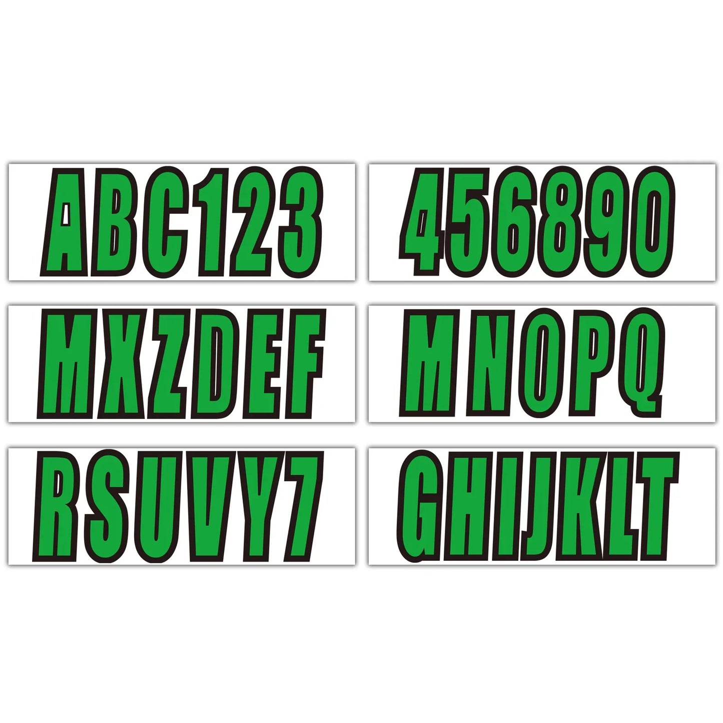 Green Boat Registration Decals A-Z/0-9 Set