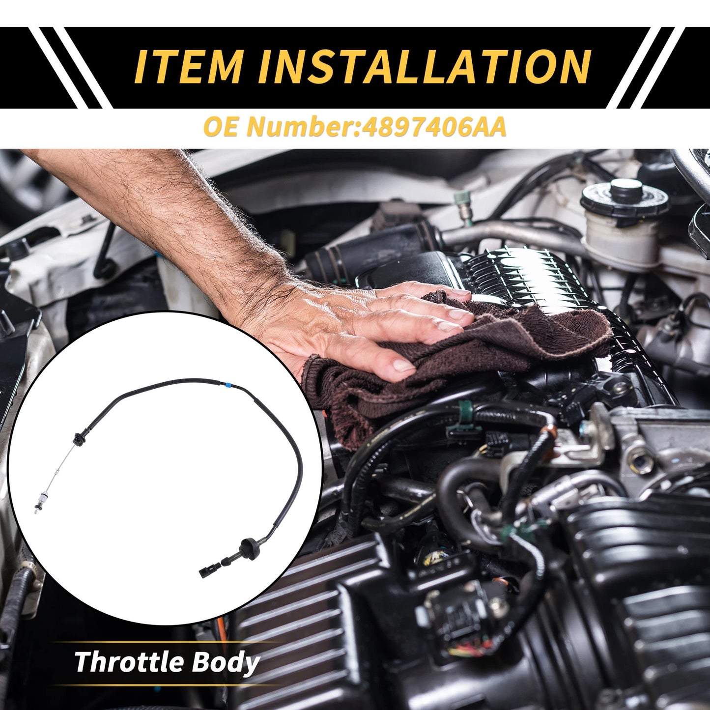 Throttle Body Accelerator Cable for Dodge Ram 1500 2500 (1994-1996)