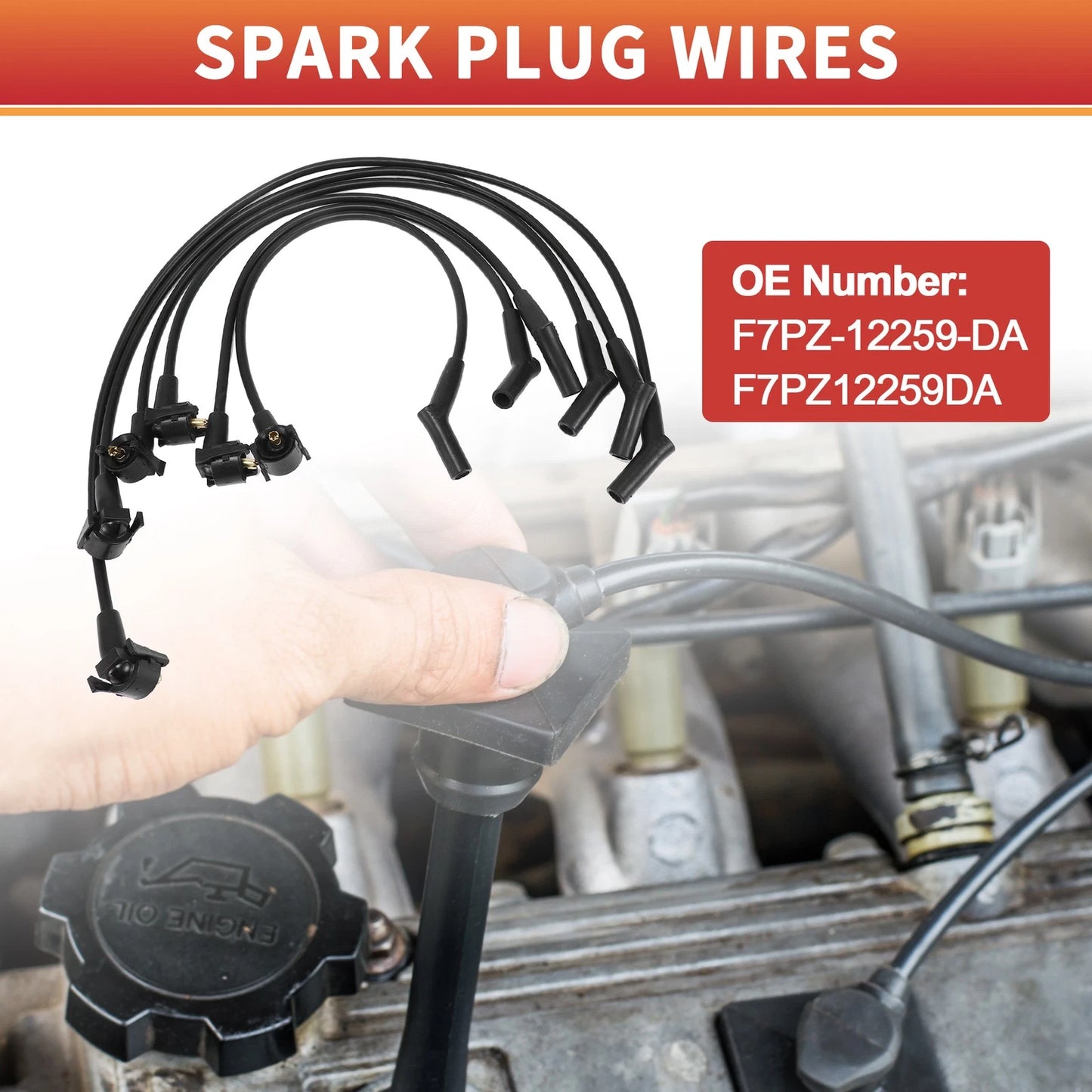 6 Pcs Spark Plug Wire Ignition Coil Cables for Ford Explorer (2002-2005)