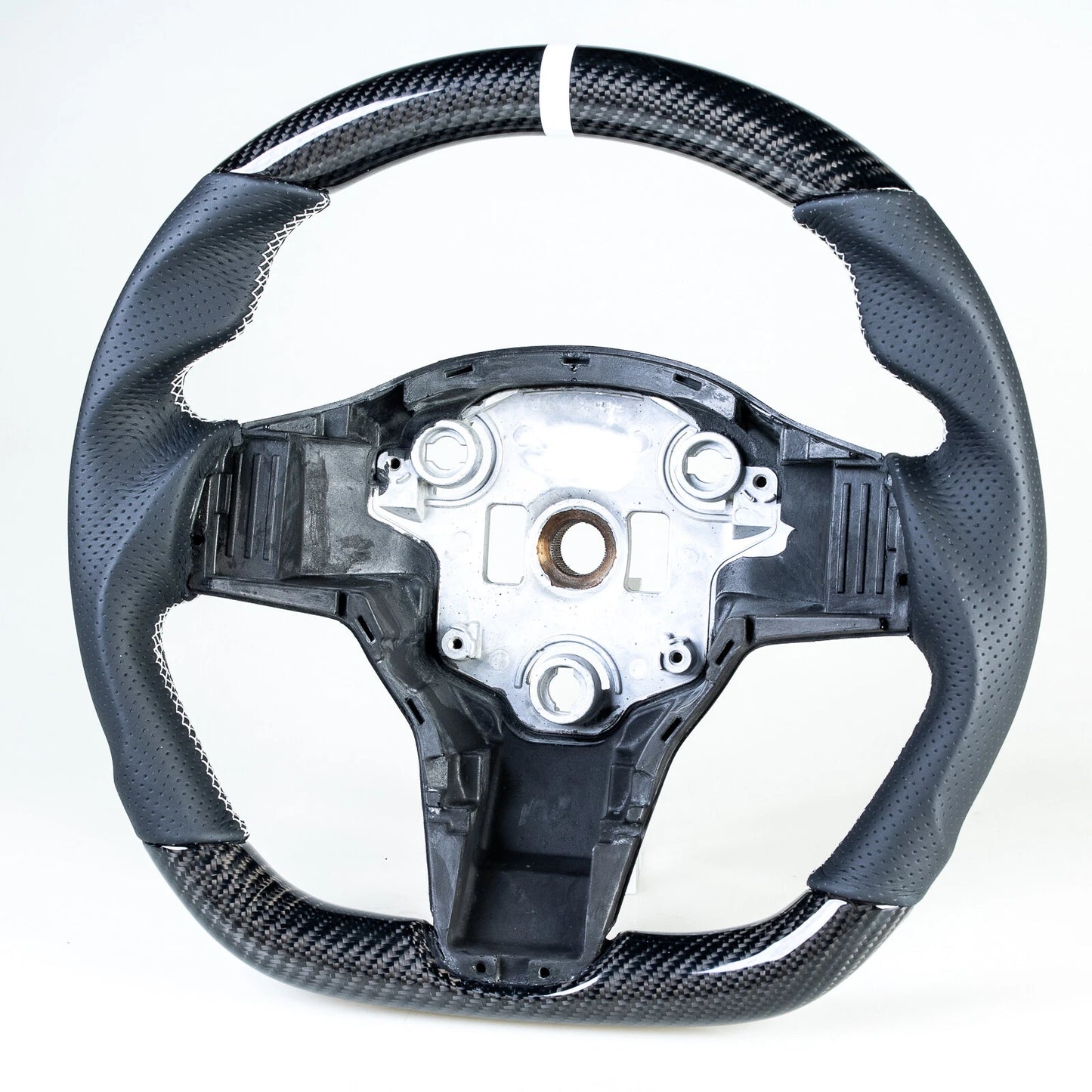 Flat Bottom Carbon Fiber Leather Steering Wheel for Tesla Model 3 (2017-2023)