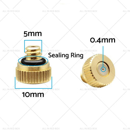 10 x Brass Misting Nozzles for Cooling System Water Mister Sprinkle