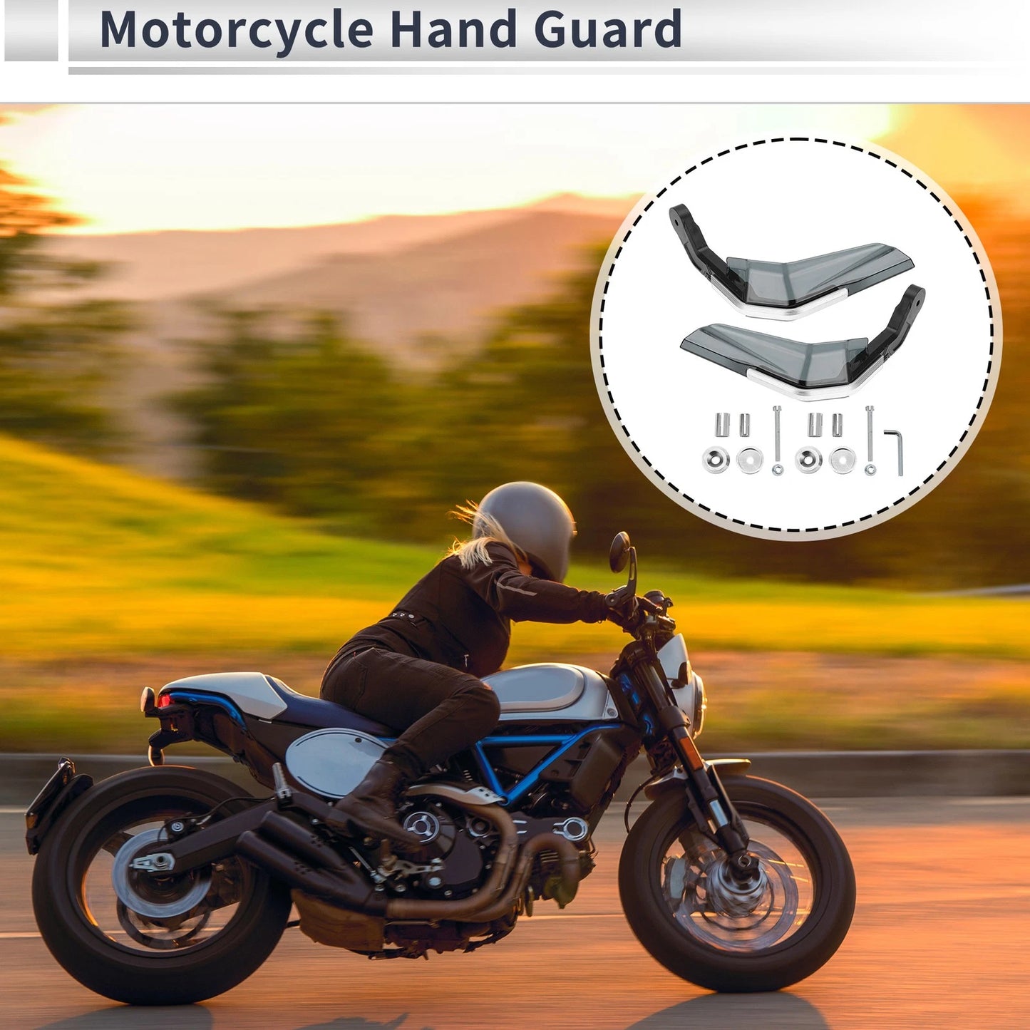 Hand Guard for Motorcycles Knuckle Guard Protector Black Aluminum Alloy ABS