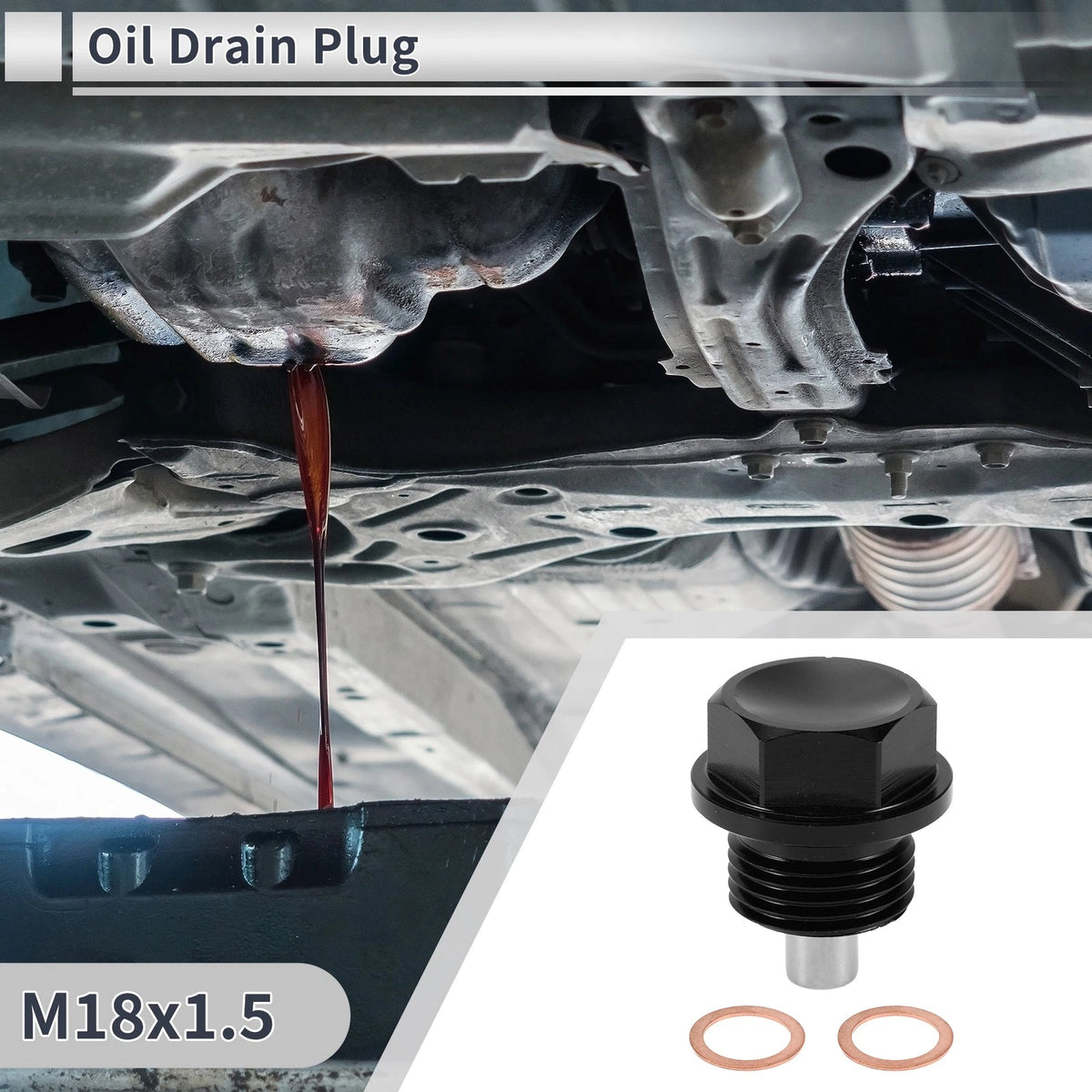 1 x M18x1.5 Engine Oil Drain Plug with Gasket for Car, Motorcycle, Boat