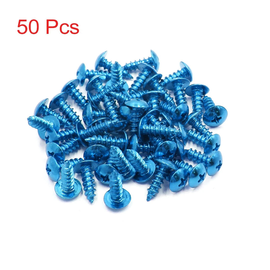 50pcs Universal Blue Round Cross Head Self-Tapping Bolts Screws for Motorcycle