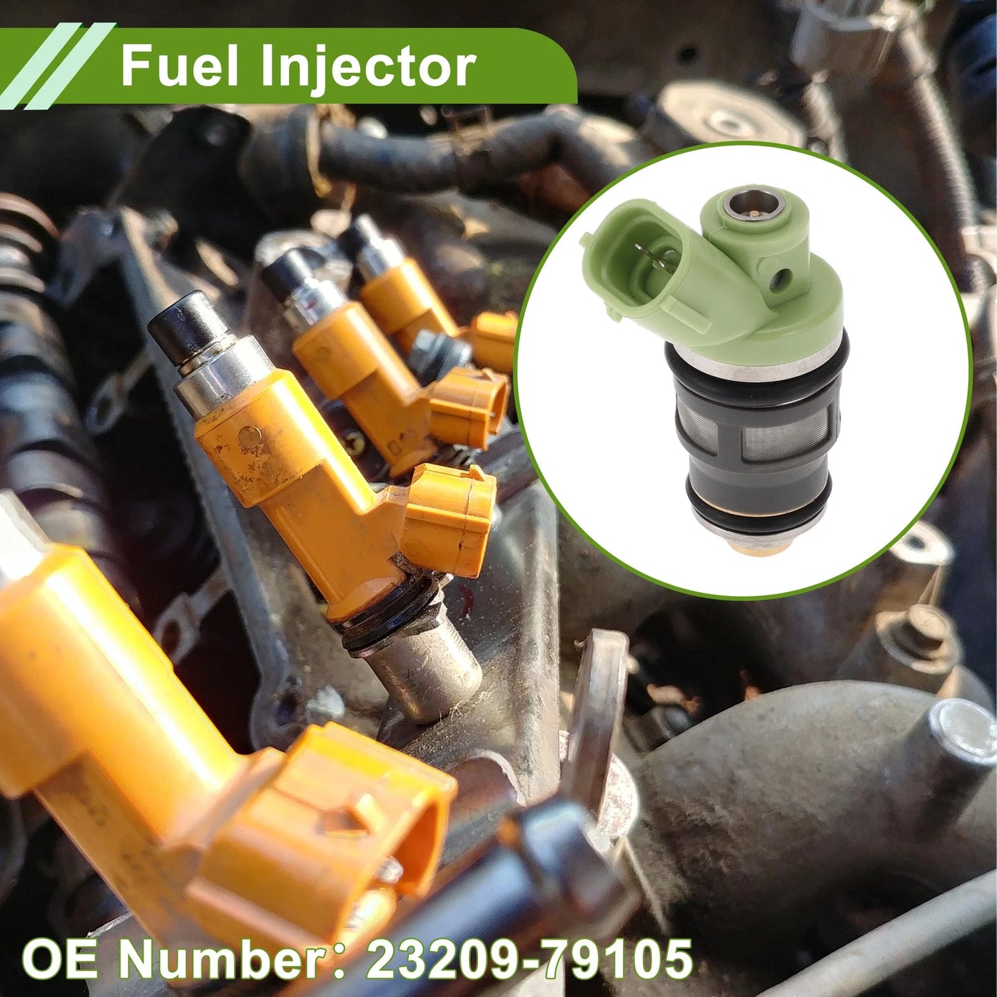 Fuel Injector 1 Pcs Green for Toyota Hiace Van RZH10 KLH1