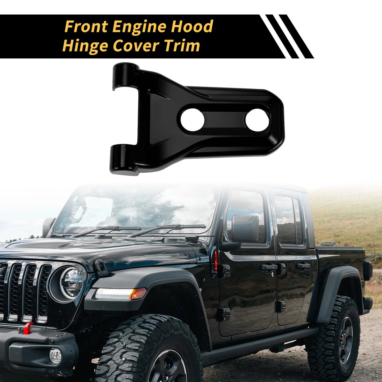 Hood Hinge Cover Trim for Jeep Wrangler JL JLU (2018-2024) Black 1 x Set