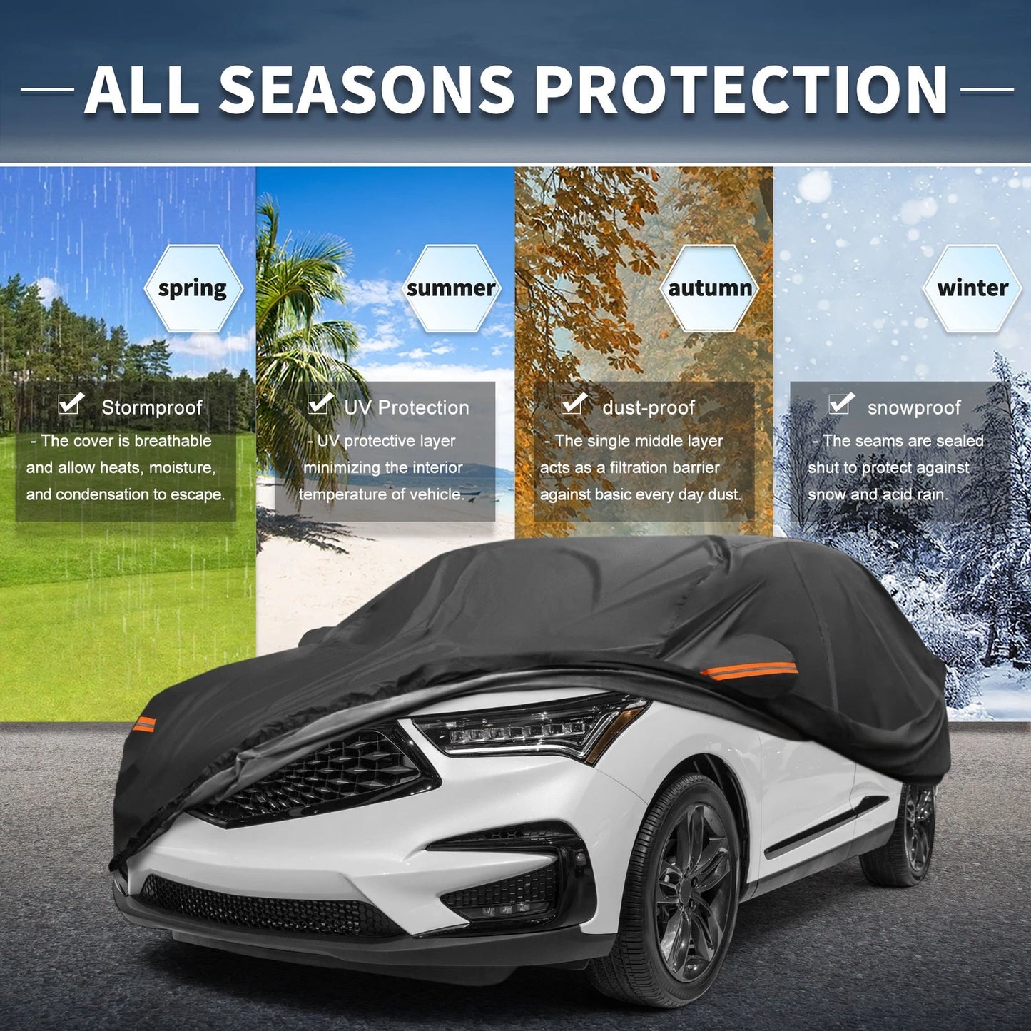 Waterproof Aluminum Film Car Cover for Acura RDX Driver Door Zipper