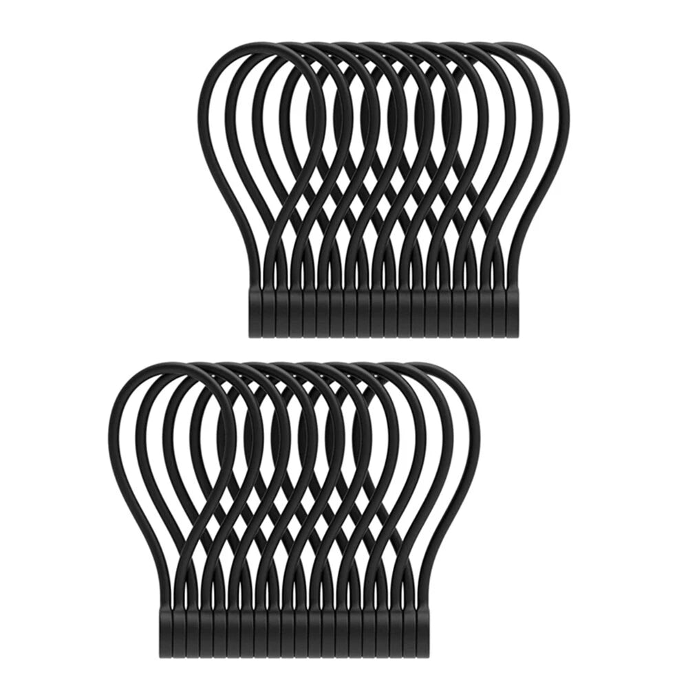 20 x Reusable Silicone Magnetic Twist Ties for Organizing - Black