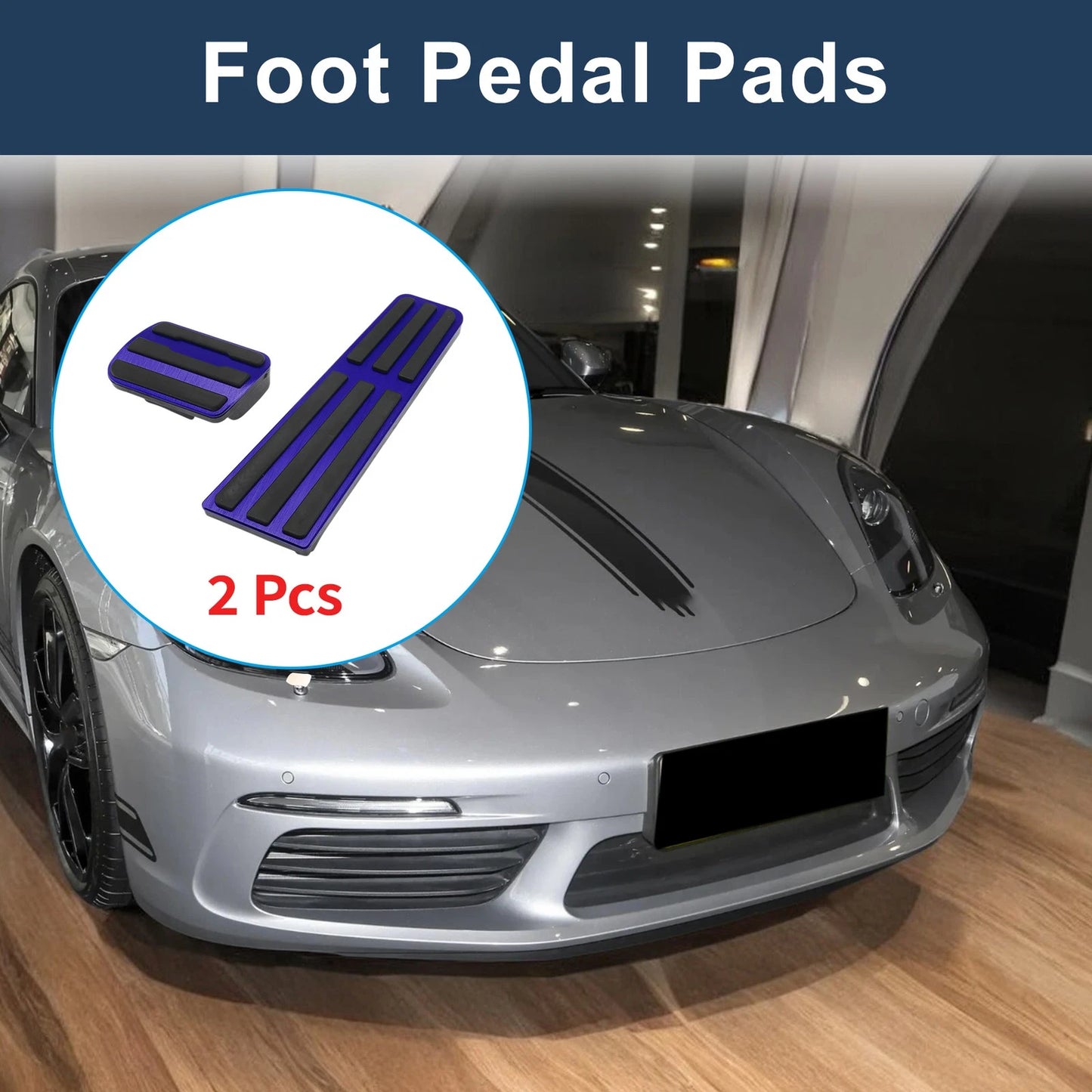 2x Foot Pedal Covers for Porsche 718/911 Blue