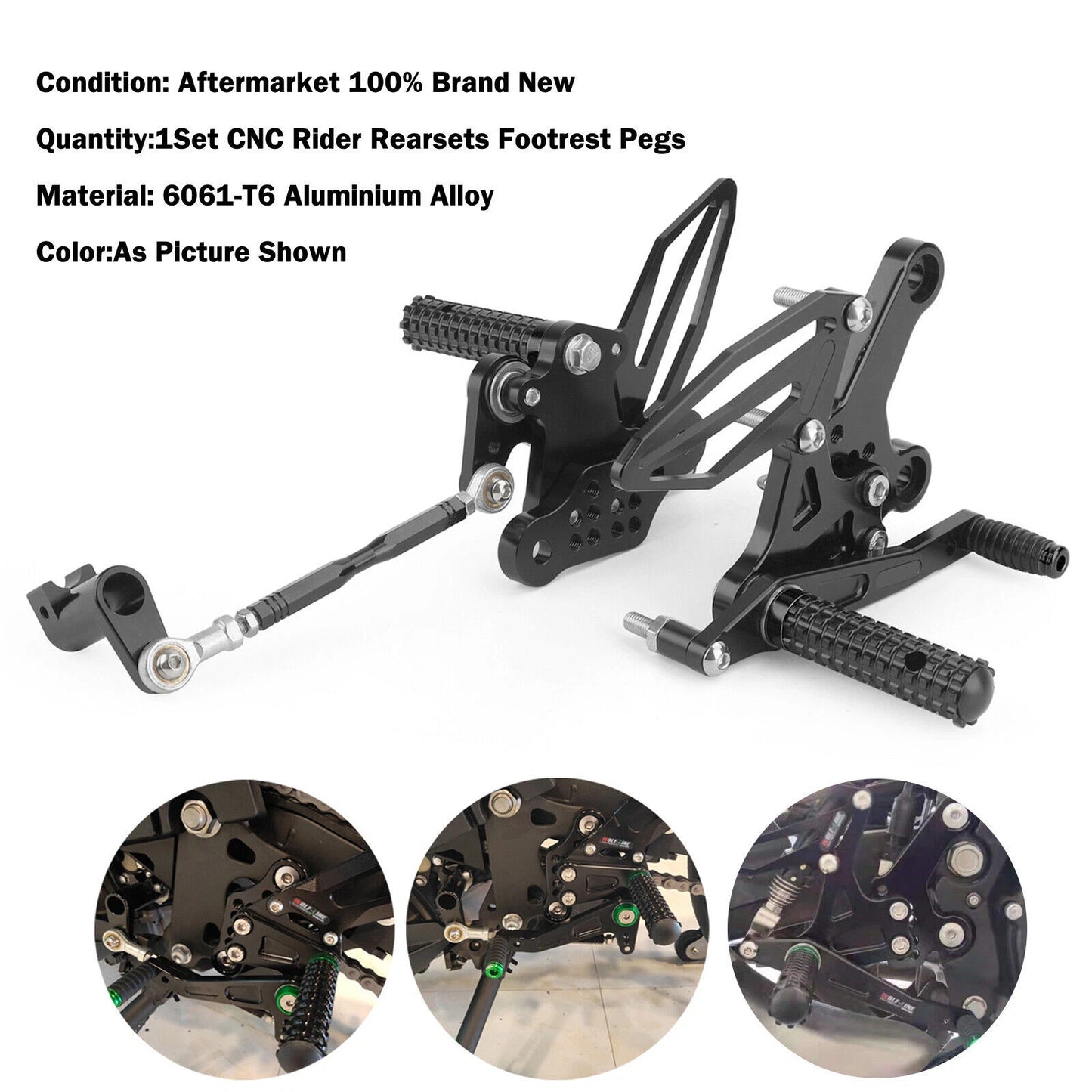 CNC Footrest System Black for Kawasaki Z400/Ninja 400 (2018-2022)