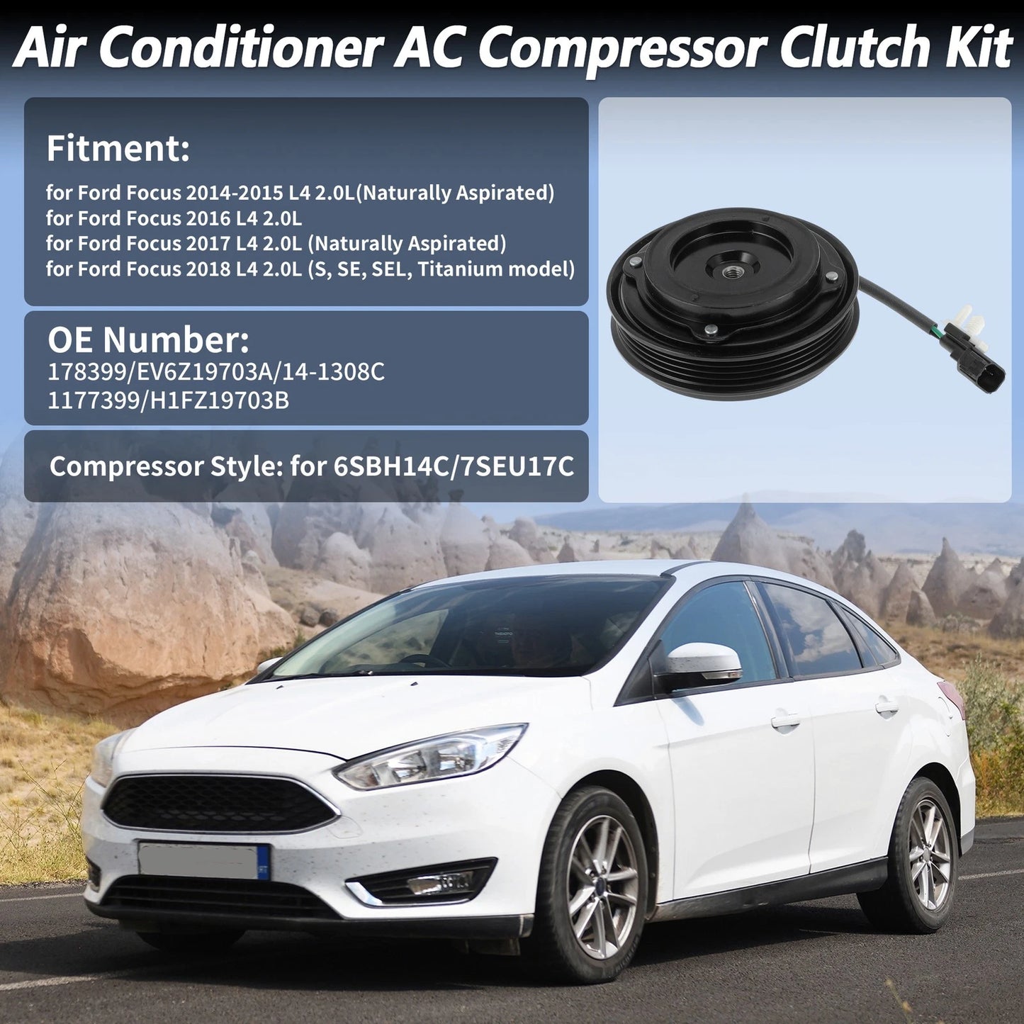 AC Compressor Clutch Kit for Ford Focus 2.0L L4 (2014-2018)