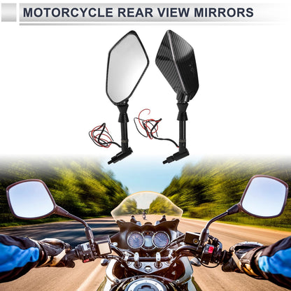 M8/M10 Rear View Mirrors Handlebar Mirrors Carbon Fiber Pattern Black for Motorcycle