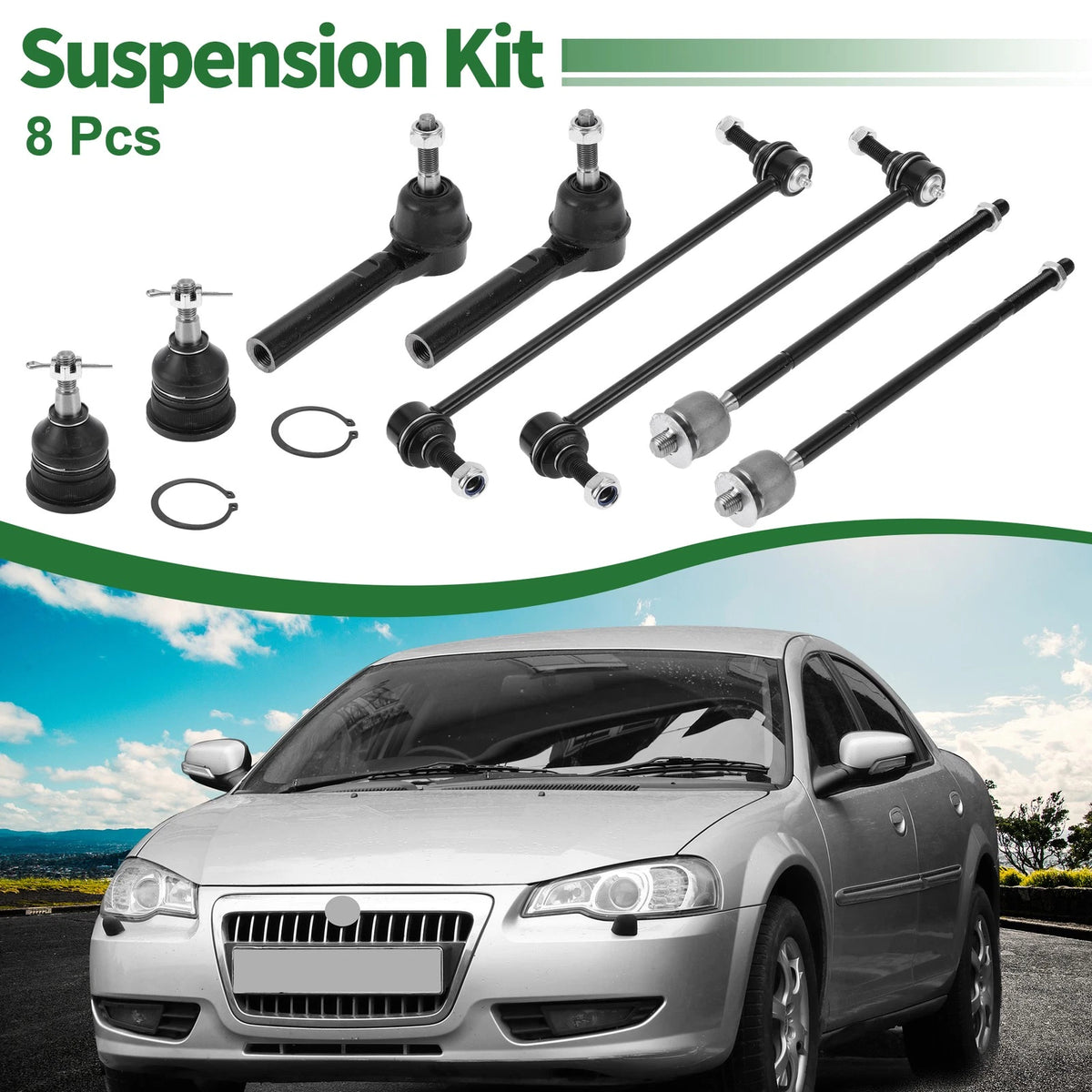 8pcs Front Suspension Kit Tie Rod End Sway Bar Link Ball for Volkswagen Routan
