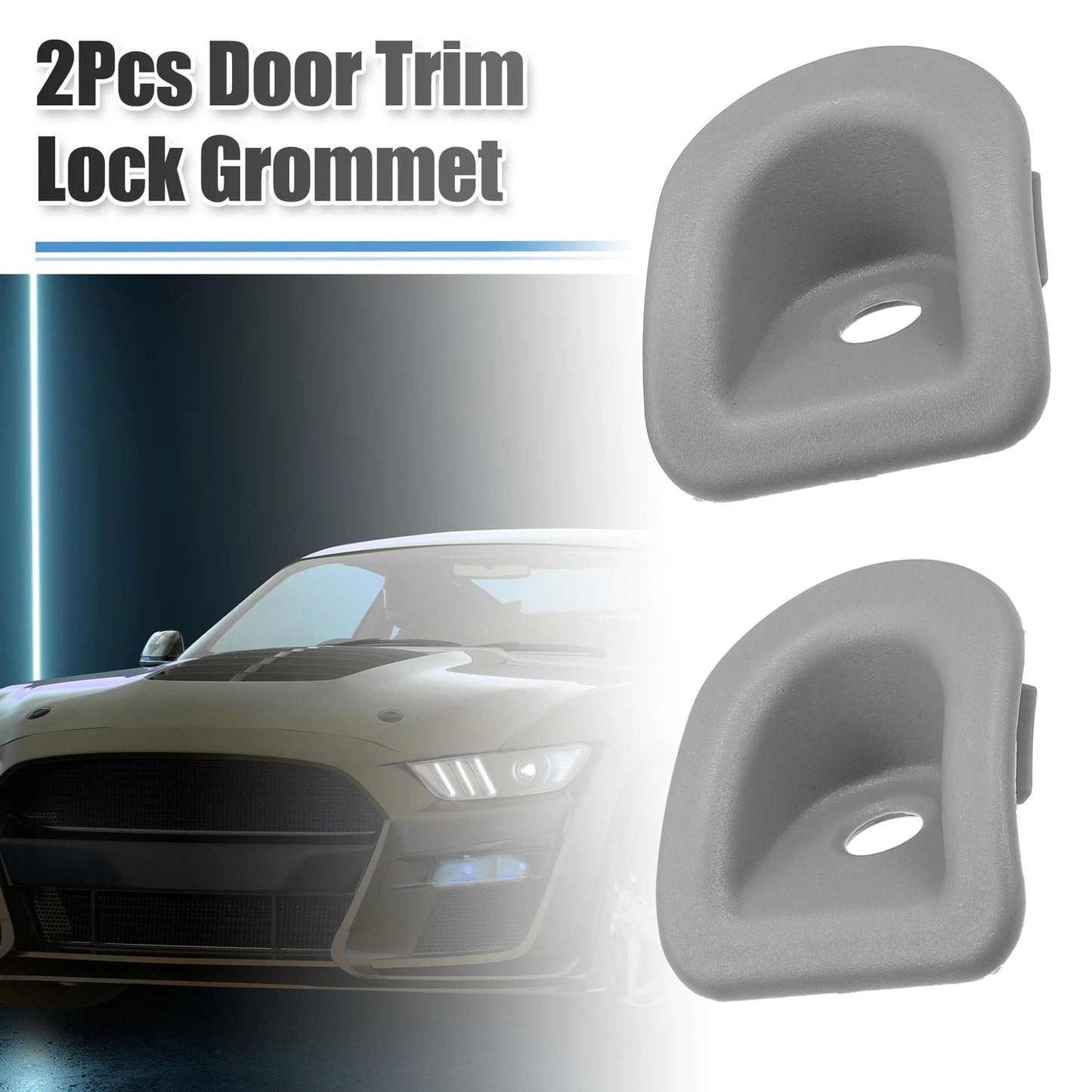 Door Panel Trim Lock Knob Grommet for Ford (2007-2014) - 1 Pair, Gray Plastic