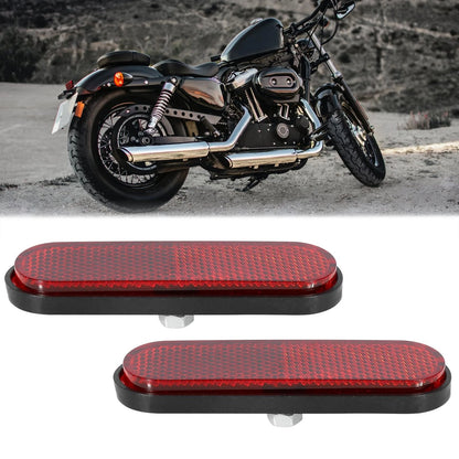 2 x M6x1.0 Red Oval Universal Screw Mount Warning Reflector for Motorcycle Bike