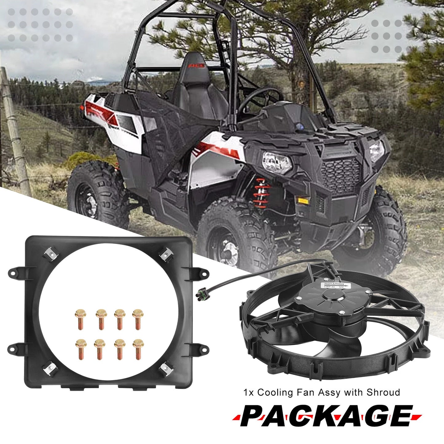 Radiator Cooling Fan Assy w/ Shroud for Polaris Sportsman 800/700 EFI 2004-2014