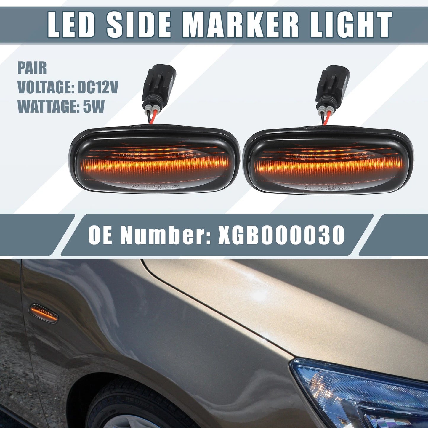 LED Side Marker Amber Light for Land Rover Discovery (Smoked Lens) (2017-2023)