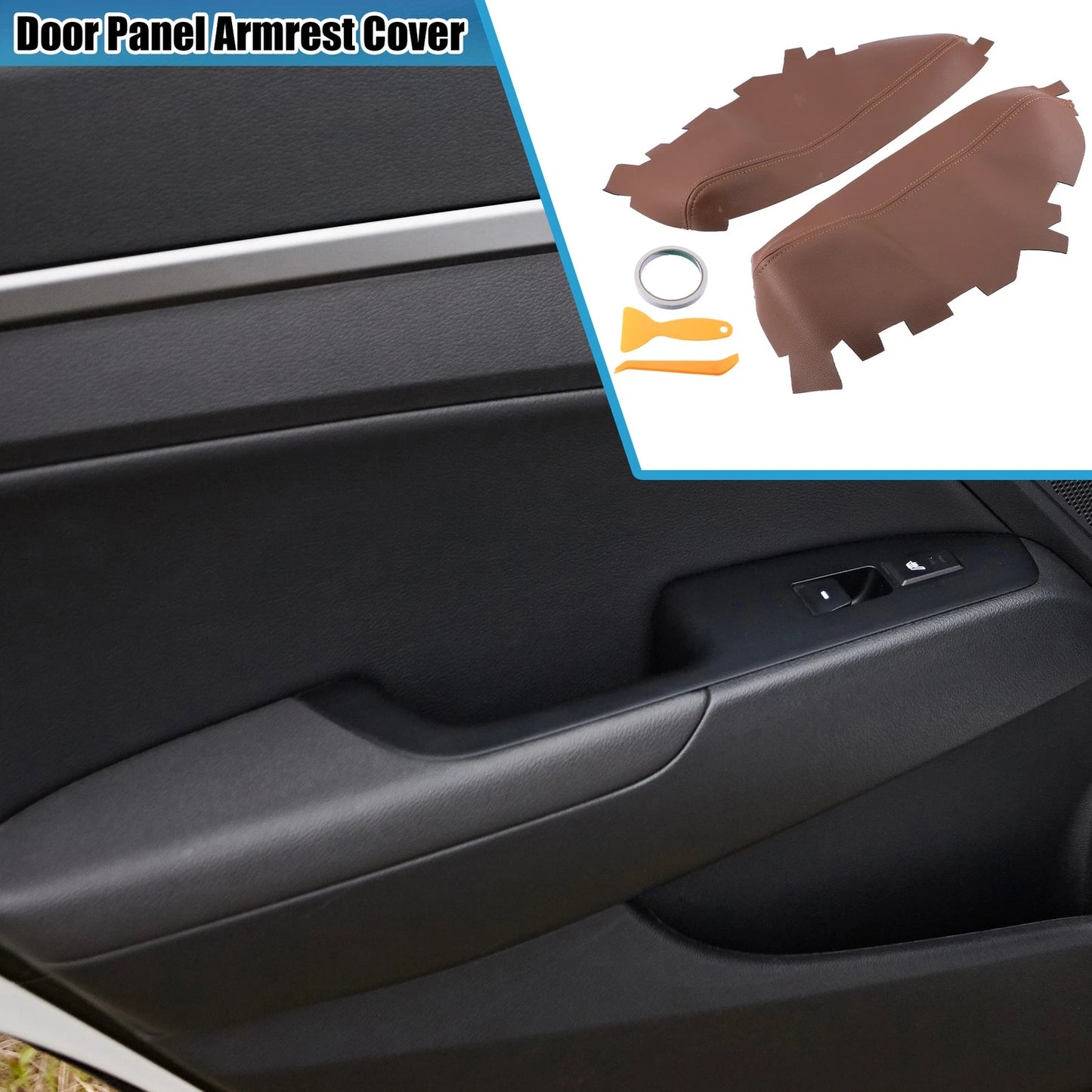 Front Door Panel Armrest Cover Brown 1 Pair for Toyota Avalon (2013–2018)