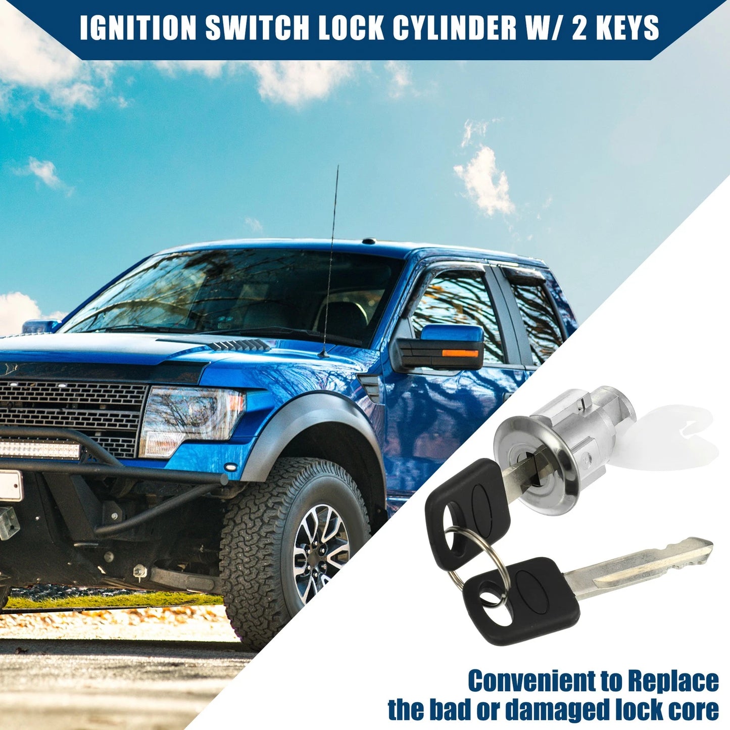 Front Door Lock Cylinders with Keys for Ford F150 F250 F350 (1992-1995)