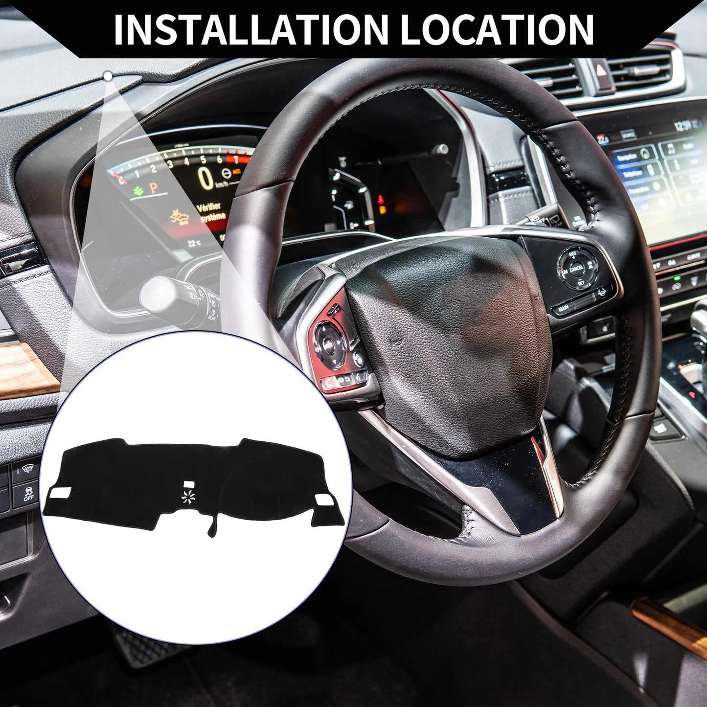 Dashboard Cover Mat for Honda Civic 2021-2024 Protector Black 1 Set
