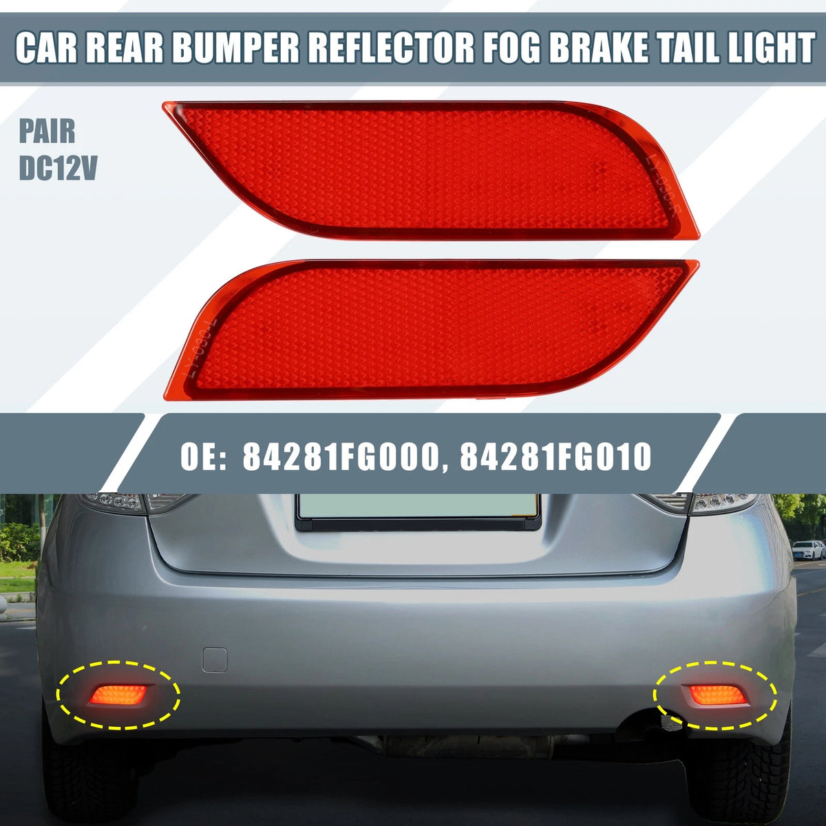 Rear Bumper Reflector LED Brake Tail Lights for Subaru Impreza (2008-2011)