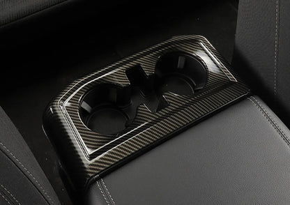 Carbon Fiber Armrest Box Cup Holder Cover Trim for 2021-2023 Ford F150