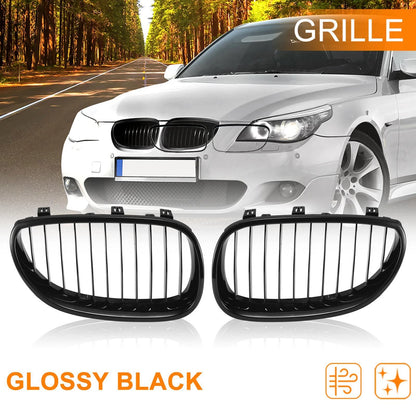 Front Grille Glossy Black Kidney Grille for BMW E60 2003-2009 (2 x Doors)