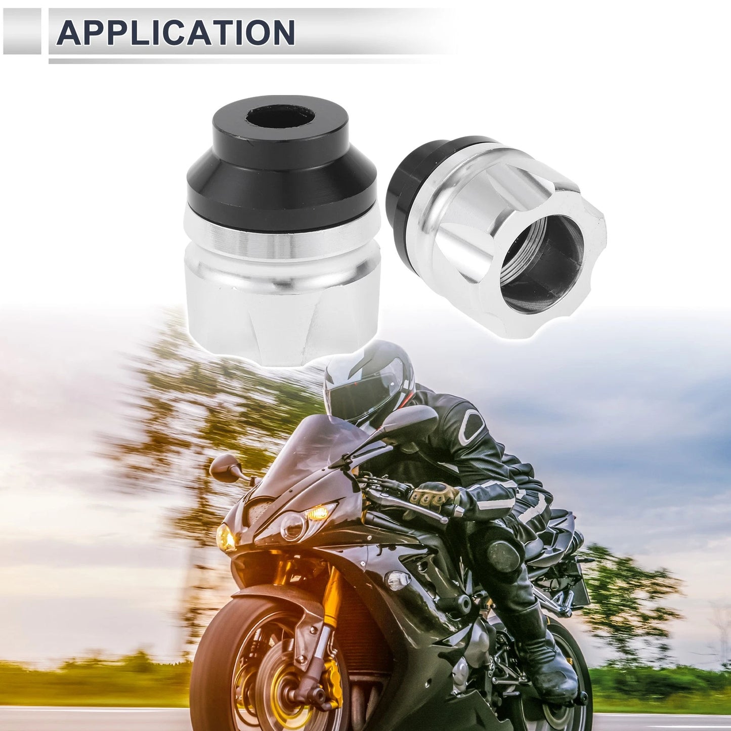 14mm Aluminum Alloy Motorcycle Slider Frame Silver Tone for Motorcycle