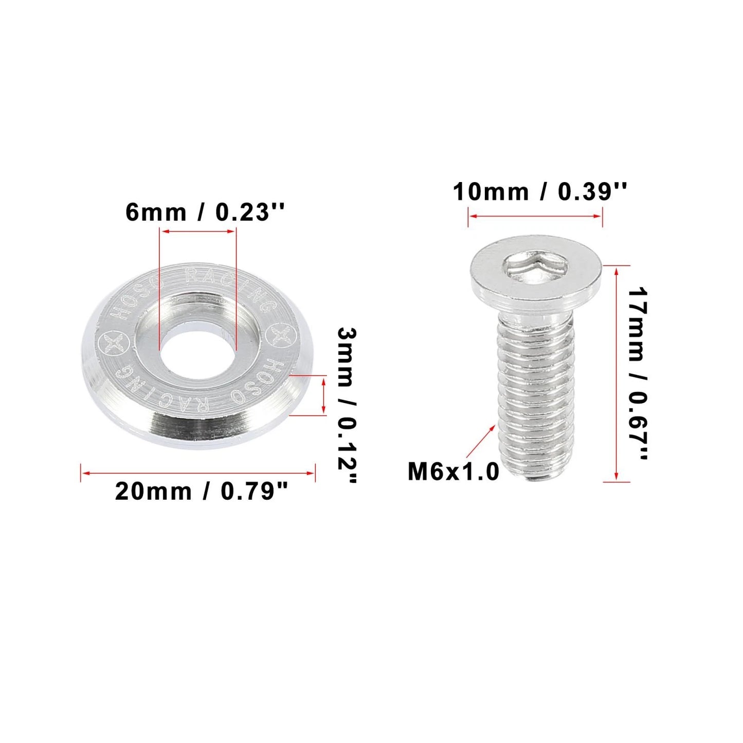 8pcs M6 Release Fastener for Car Motorcycle Bumper Washer Bolt Trunk