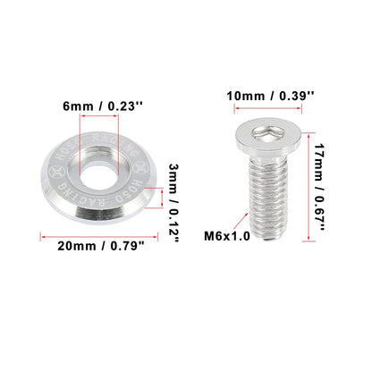 8pcs M6 Release Fastener for Car Motorcycle Bumper Washer Bolt Trunk