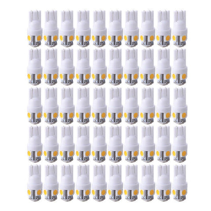 50PC Warm White T10 Wedge 5050 5SMD LED Dome Map License Light Bulbs