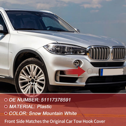Front Bumper Tow Hook Cover for BMW X5 F15 2014-2018 (2 x Covers) White