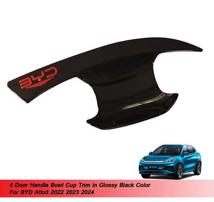 4 Door Glossy Black Handle Bowl Cup Trim for BYD Atto3 (2022-2024)