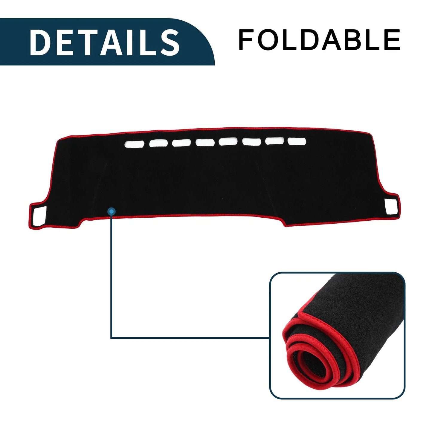 Dashboard Cover Mat for Toyota Aqua (2011-2021) - Black Red 1 Set