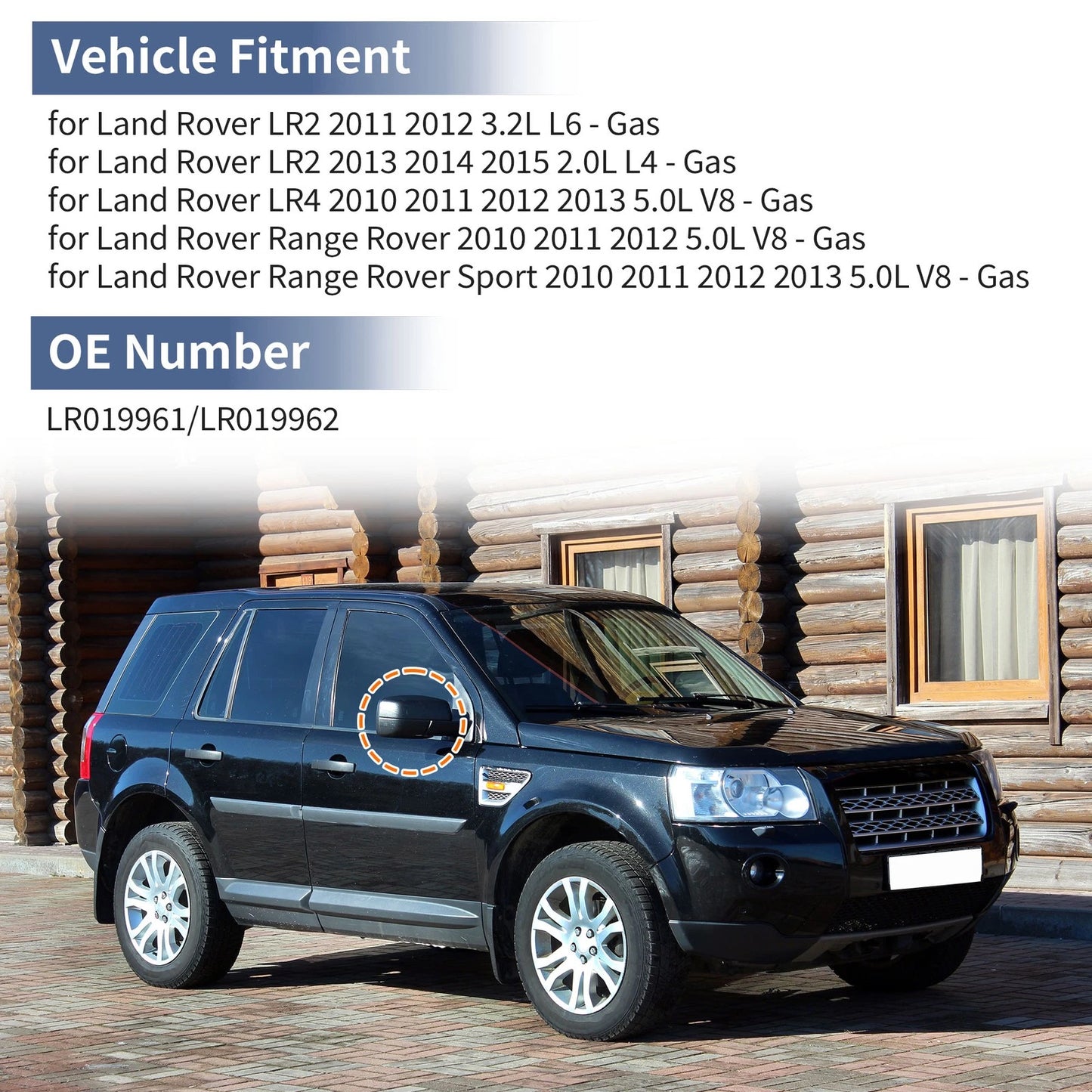 Left Right Mirror Cover Caps for Land Rover LR2 (2011)