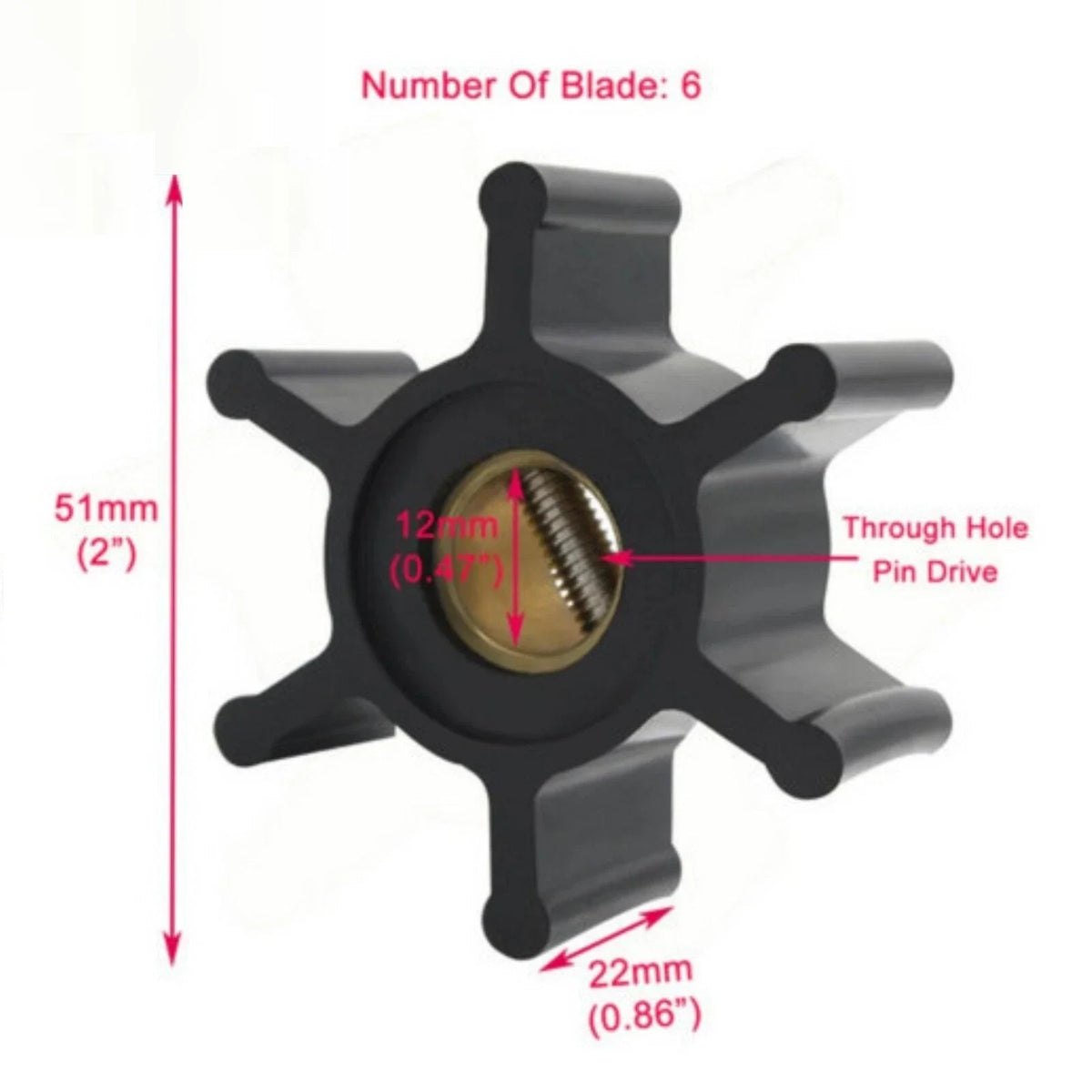 Water Pump Impeller & O-Ring for Jabsco YANMAR X08810B/128990-42200