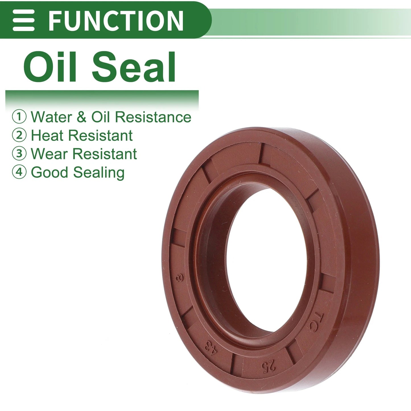 Oil Seal 25x43x8mm Brown 5 pcs for Make Model