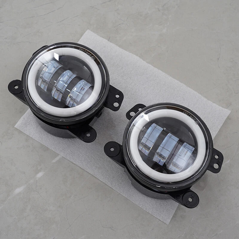 4" Round LED Fog Light Halo Driving Lamp Assembly for Jeep Wrangler JK TJ LJ