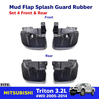 Mud Splash Guard Rubber Set 4 Fits Mitsubishi L200 Triton 3.2L 4WD 2005-14 D06