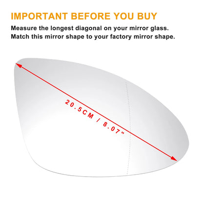 Mirror Glass Right Side White with Back Heated for Porsche Cayman