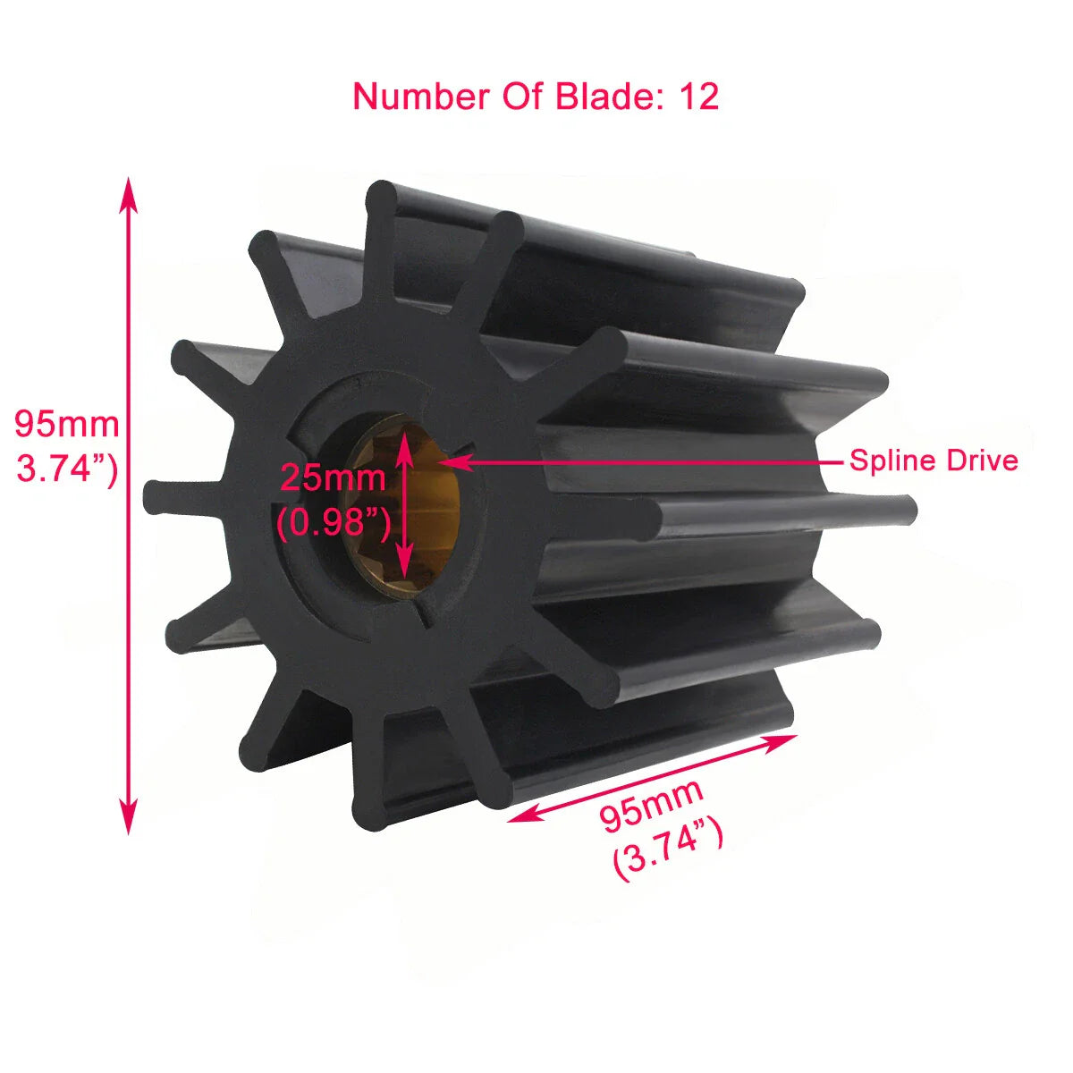 Impeller for Jabsco 17938-0001, CEF 500163, Volvo Penta 3830459