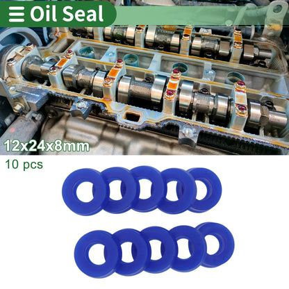 Oil Seal 12x24x8mm TPU High Pressure Blue 10 Pcs