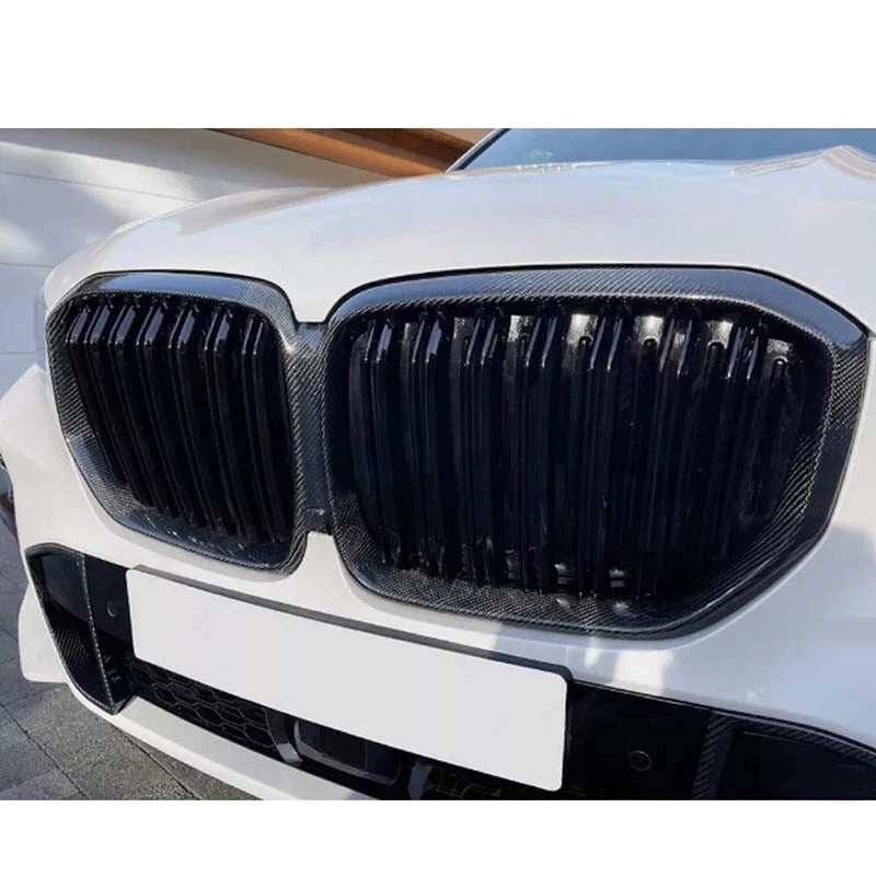 Real Carbon Fiber Front Bumper Grille Grill Cover for BMW X5 G05 2019-2021