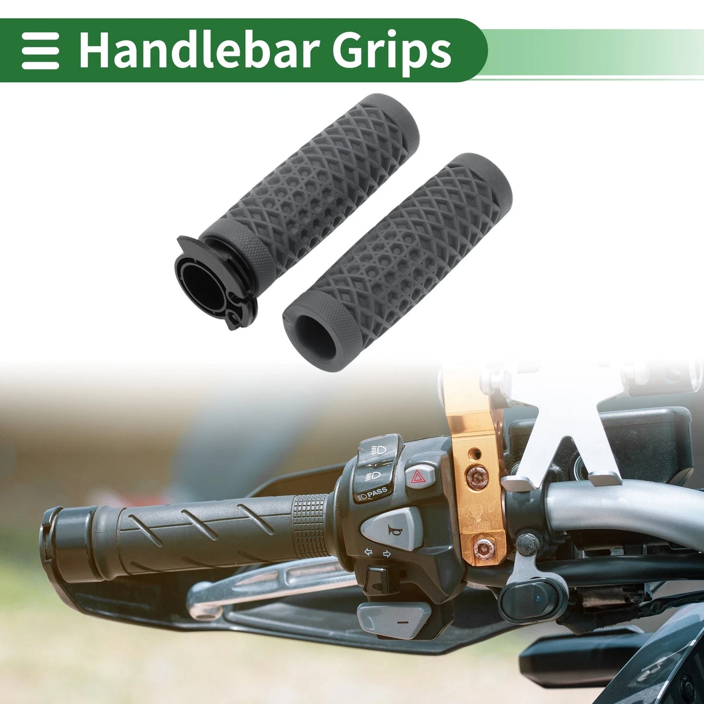 7/8" 22mm Hand Grips Cover Kit TPU Dark Gray for Motorcycle
