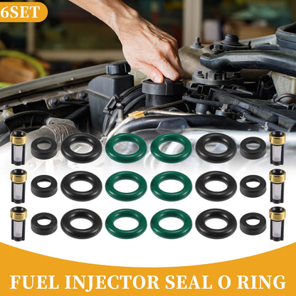 Fuel Injector Seal O-Ring Set for Honda Accord (2008-2017) - 6 x NBR Rubber Black