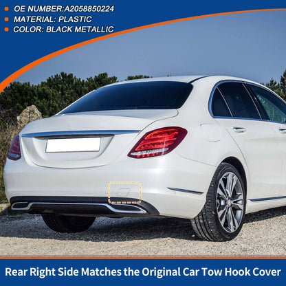 Rear Tow Hook Cover for Mercedes-Benz A-Class (2019-2023) Black Metallic