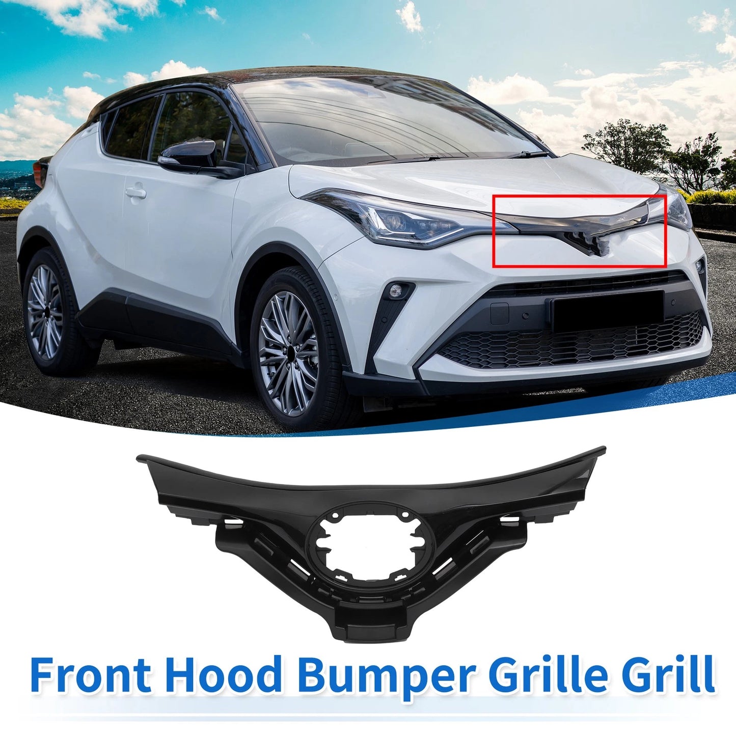 Front Bonnet Bumper Grille for Toyota CHR 2018-2019 Black